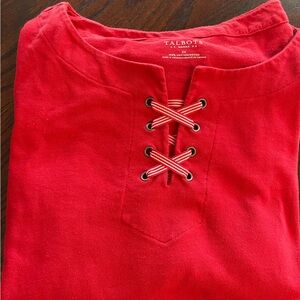 Talbots Red Lace-Up Tunic Top - Size 2x